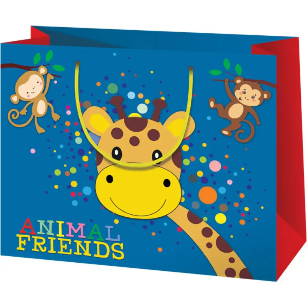 Állati barátok mintás nagy ajándéktáska 33x26,7x13,7cm