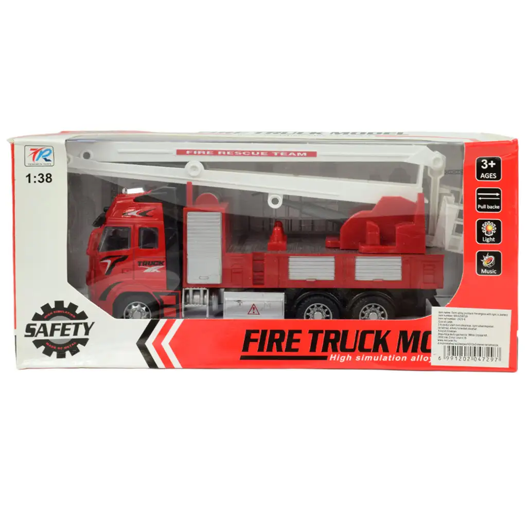 Fire Truck: Lendkerekes darus tűzoltóautó fénnyel és hanggal 20cm kép 6