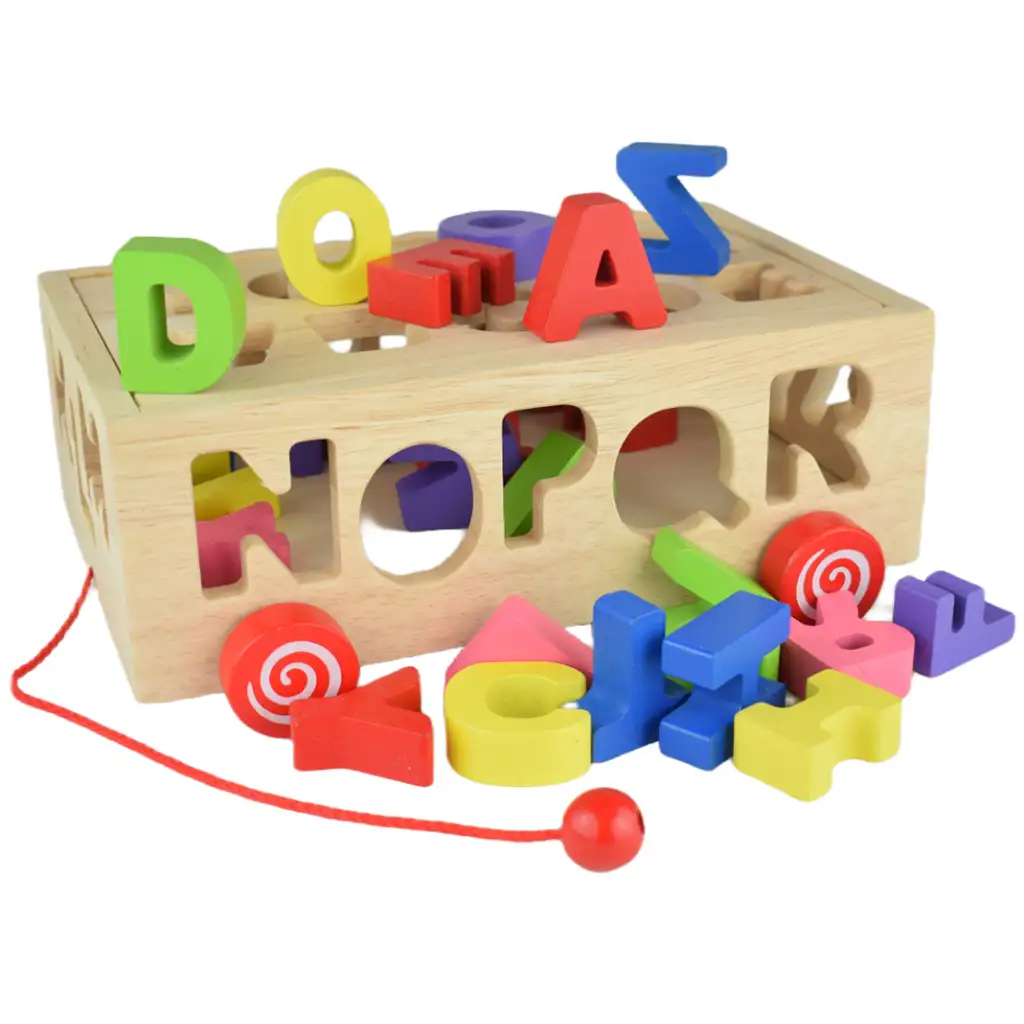 Beilaluna: Fa formaválogatós húzható kocsi betűkkel kép 2