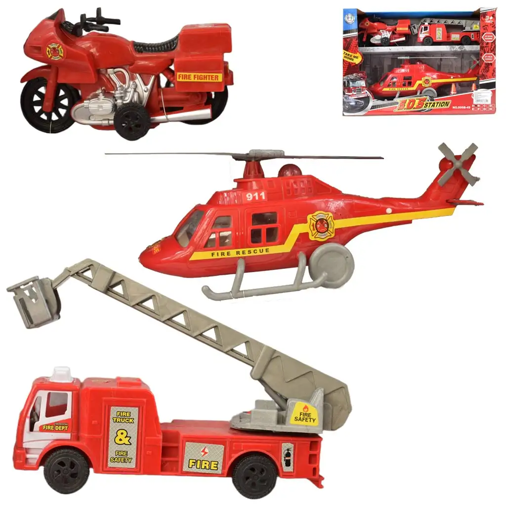 S.O.S. Station: 3 db-os tűzoltósági járműszett helikopterrel