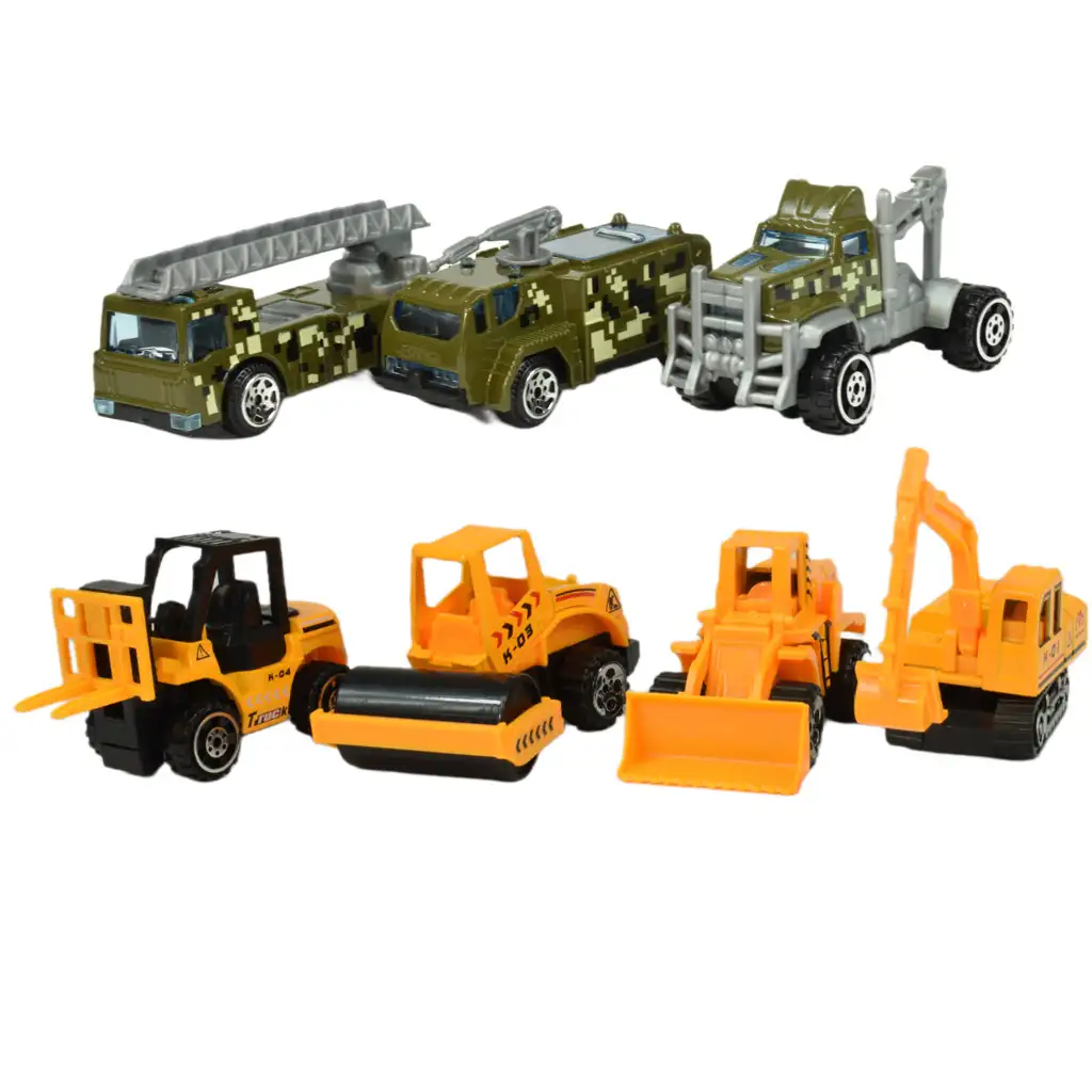 Car Model: Közszolgálati 16db-os mentő, tűzoltó, katonai és munkagép járműszett kép 8