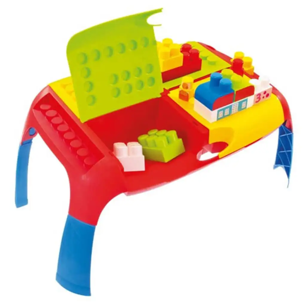 Színes építőkocka szett hordozható asztallal kép 2