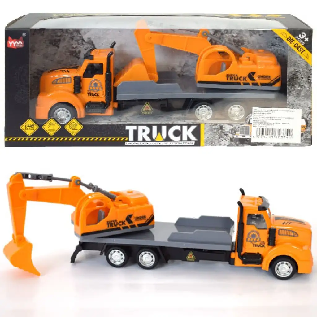 Munkagép szállító kamion hátrahúzós meghajtással 1/48