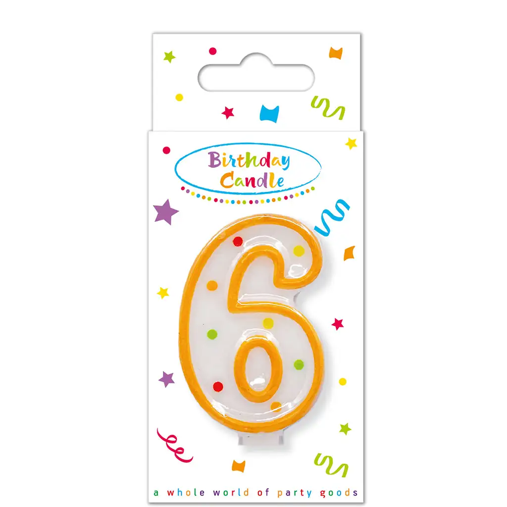 Szülinapi pöttyös gyertya 6-os szám