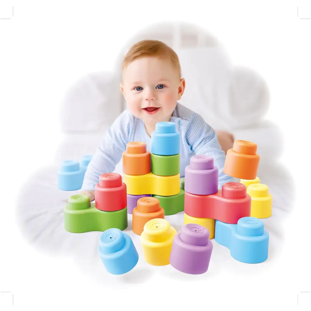 Quercetti: Momy Soft 32 db-os puha építőkocka szett kép 3