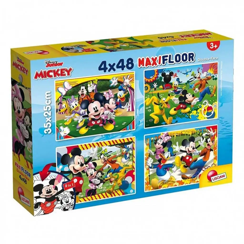 Mickey egér 2 az 1-ben maxi 4x48db-os puzzle és színező 35x25cm - Lisciani