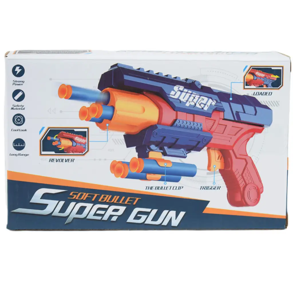Super Gun: Szivacslövő fegyver töltényekkel 12 méteres lövő távolsággal 23x13cm kép 6