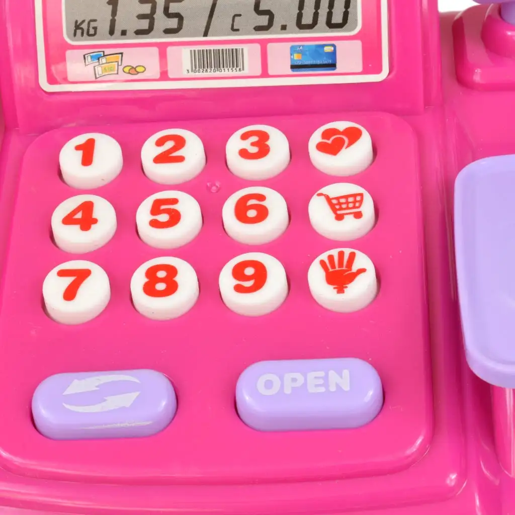 Happy Shopping: Rózsaszín pénztárgép hanggal és kiegészítőkkel 23x14cm kép 4