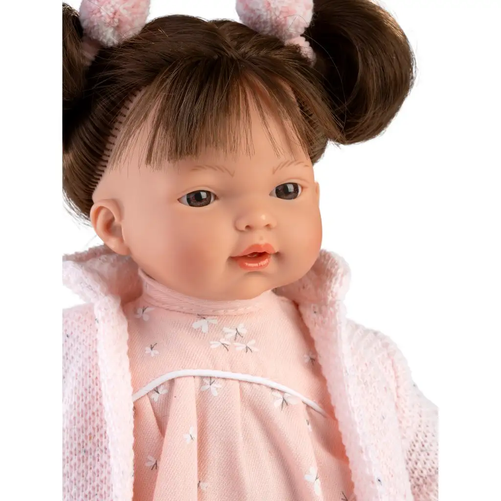 Llorens: Vera 33cm-es baba hanggal rózsaszín ruhában kép 2