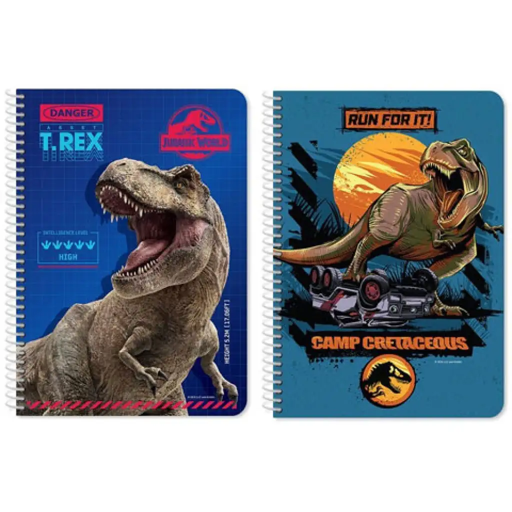 Jurassic World T-Rex spirálos jegyzetfüzet kétféle változatban