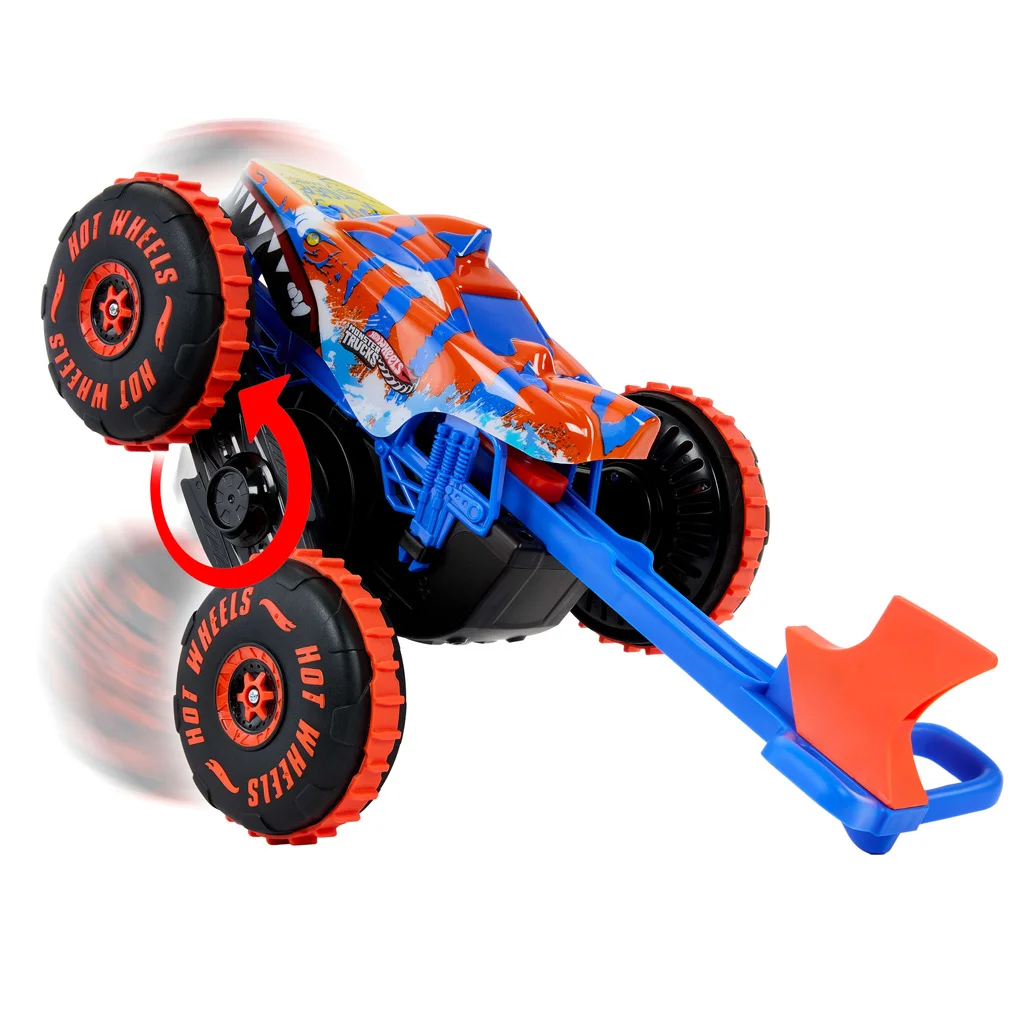 Hot Wheels Monster Trucks: Mega Tiger Shark RC távirányítós autó - Mattel kép 2