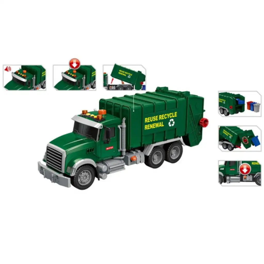 Mega Truck: Szelektív hulladékszállító kamion fénnyel és hanggal 40x14x21cm kép 3