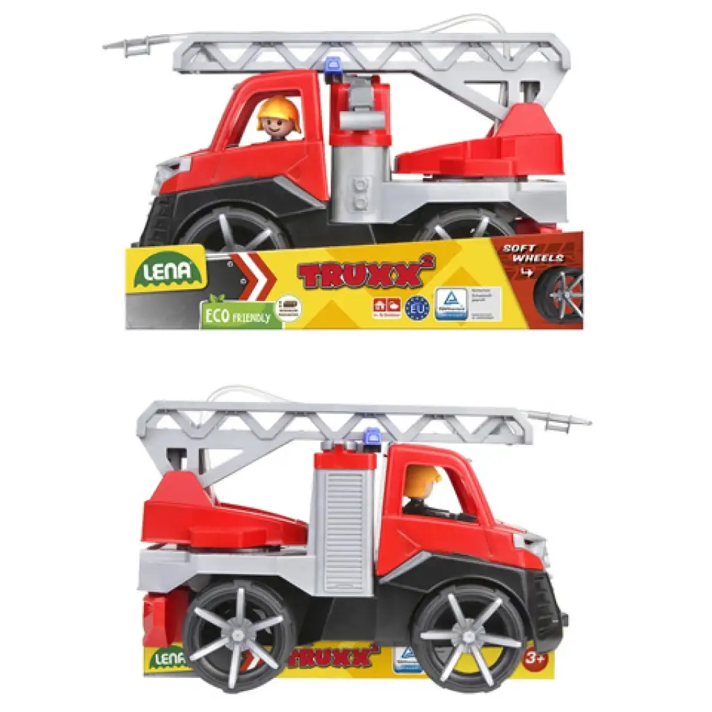 LENA: Truxx 2 piros tűzoltóautó létrával 29cm kép 5