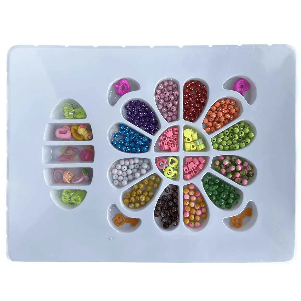 Beads Series: Ékszerkészítő szett gyöngyökkel, hajgumival és medállal 200+ gyönggyel kép 2