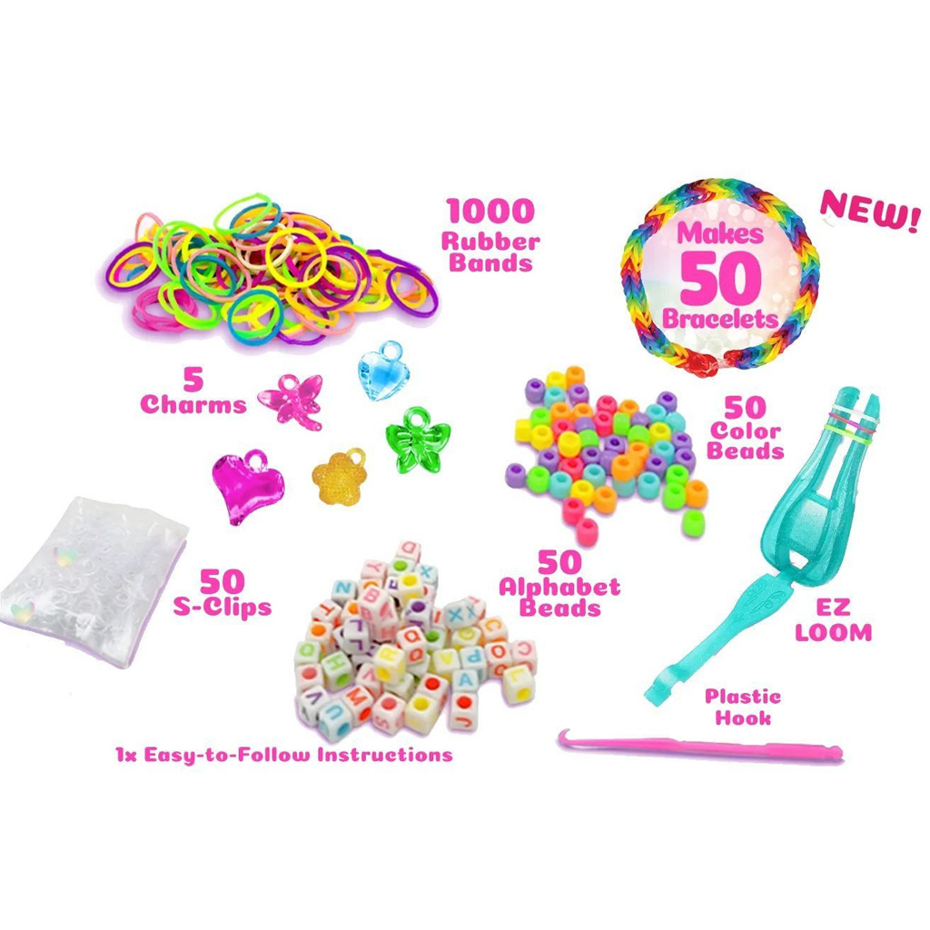 WeCool: ILY DIY gumikarkötő készítő szett gyöngyökkel, poharas tárolóban kép 2