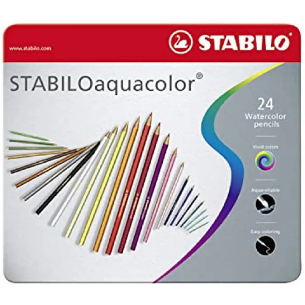 Stabilo: Aquacolor 24db-os színesceruza szett fém dobozban kép 1