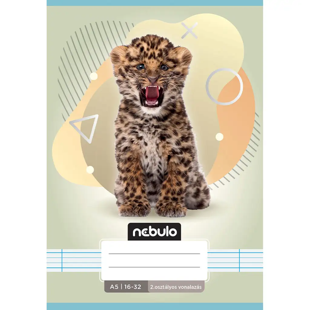 Nebulo: Tűzött 2. osztályos vonalas füzet A5-ös 16-32 Állatos - Leopárdos