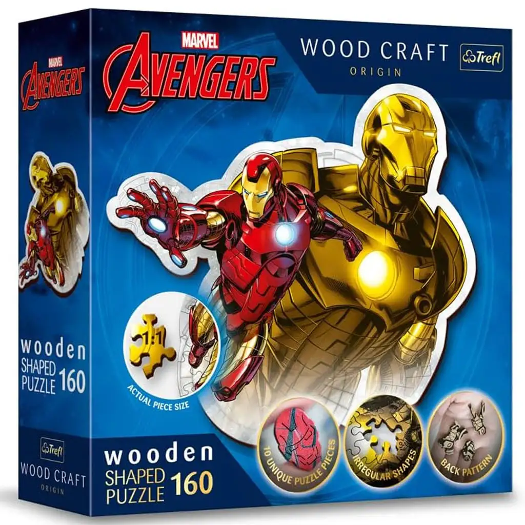 Wood Craft: Marvel Bosszúállók - Vasember 160 db-os prémium fa puzzle - Trefl kép 1