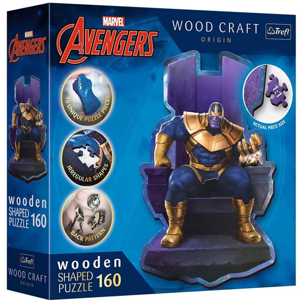 Wood Craft: Marvel Bosszúállók - Thanos a trónon 160 db-os prémium fa puzzle - Trefl
