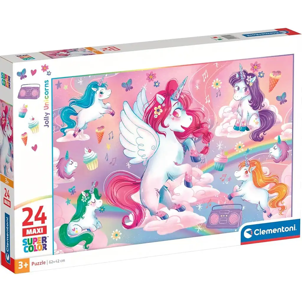 Színes unikornisok 24 db-os maxi supercolor puzzle - Clementoni