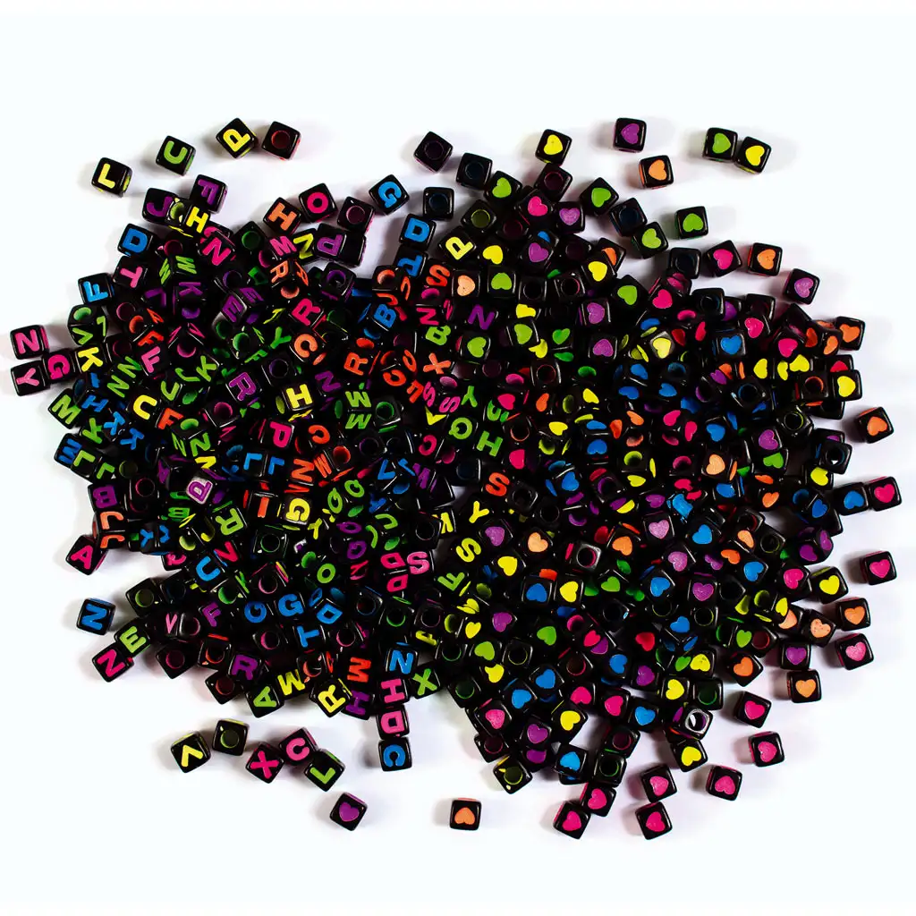 PlayBox: Fekete neon betűs gyöngy szett 1250 db-os kép 2