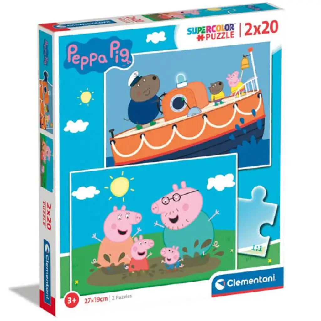 Peppa malac Supercolor 2 az 1-ben 2x20db-os puzzle - Clementoni kép 1