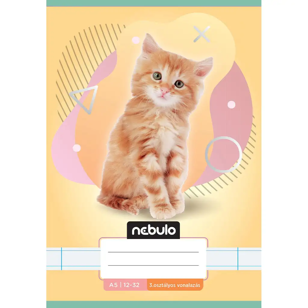 Nebulo: Tűzött 3. osztályos vonalas füzet A5-ös 12-32 Állatos - Cicás