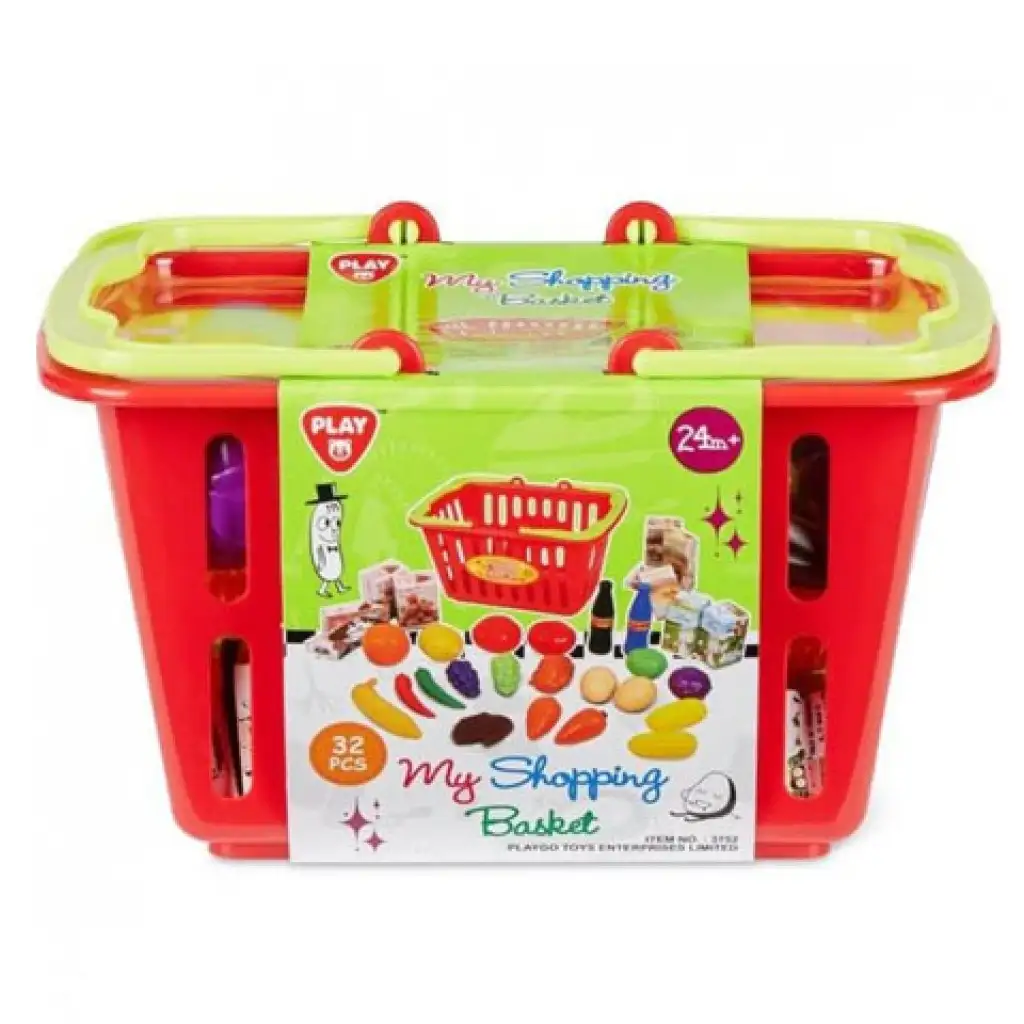 Playgo: Élelmiszer készlet bevásárló kosárban