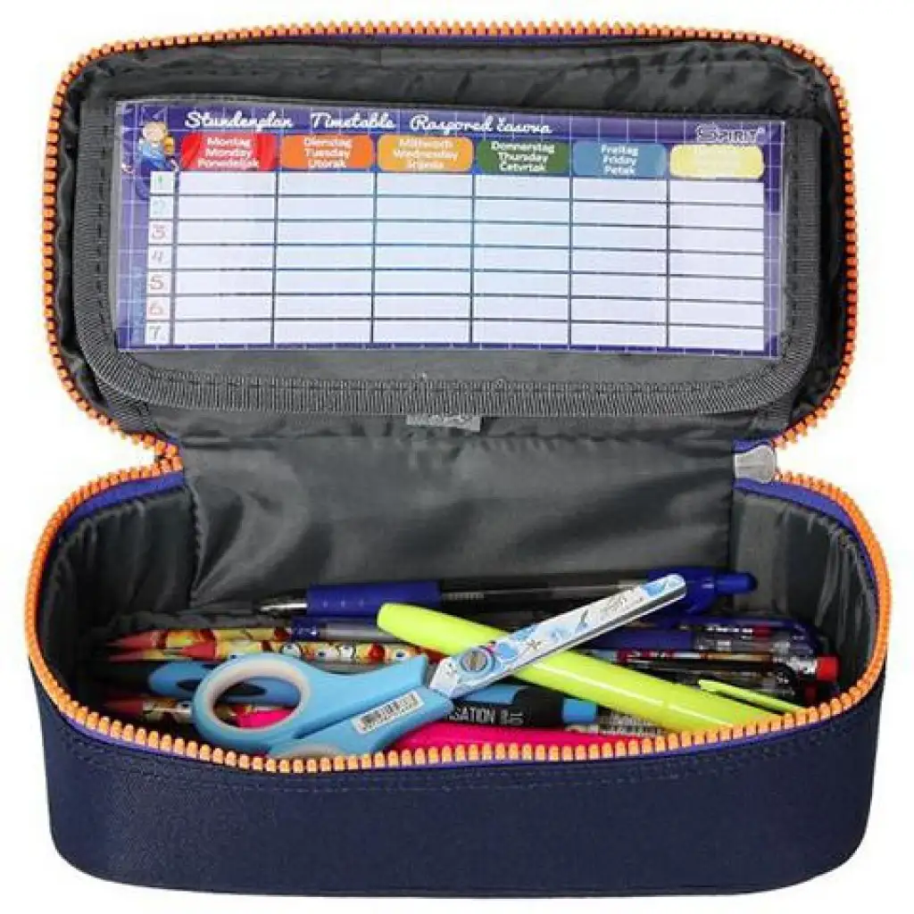 Spirit: My Bag indigókék ovális tolltartó narancssárga cipzárral 23x10cm kép 2