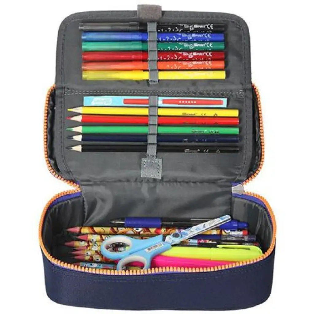 Spirit: My Bag indigókék ovális tolltartó narancssárga cipzárral 23x10cm kép 3