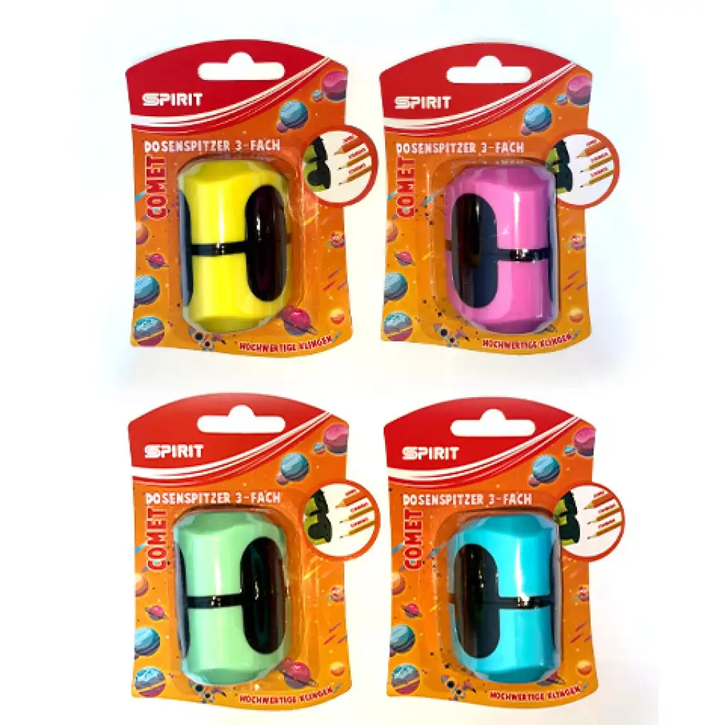 Spirit: Comet 3 lyukú hegyező többféle változatban 1db bliszteres csomagolásban