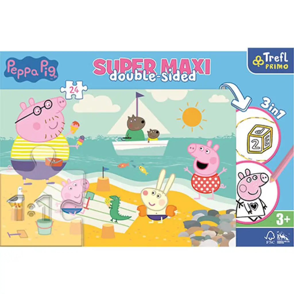 Peppa malac SuperMaxi kétoldalas 3 az 1-ben puzzle 24db-os