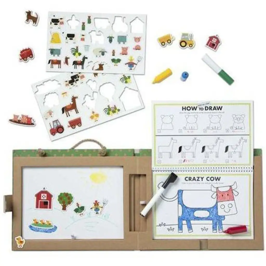 Letörölhető rajzoló és mágneses farm játékkészlet - Melissa & Doug kép 2