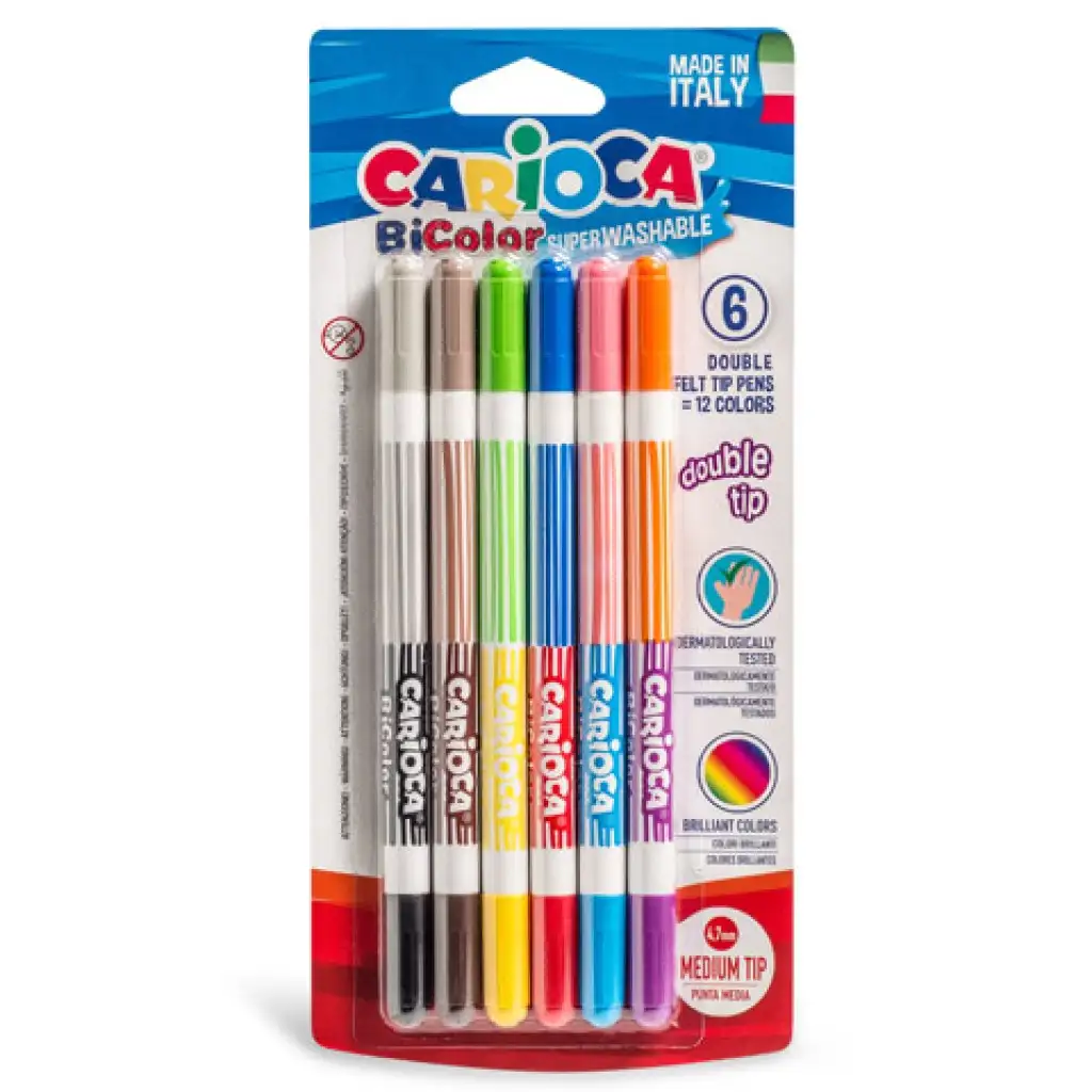 Kétszínű filctoll készlet 6db - Carioca