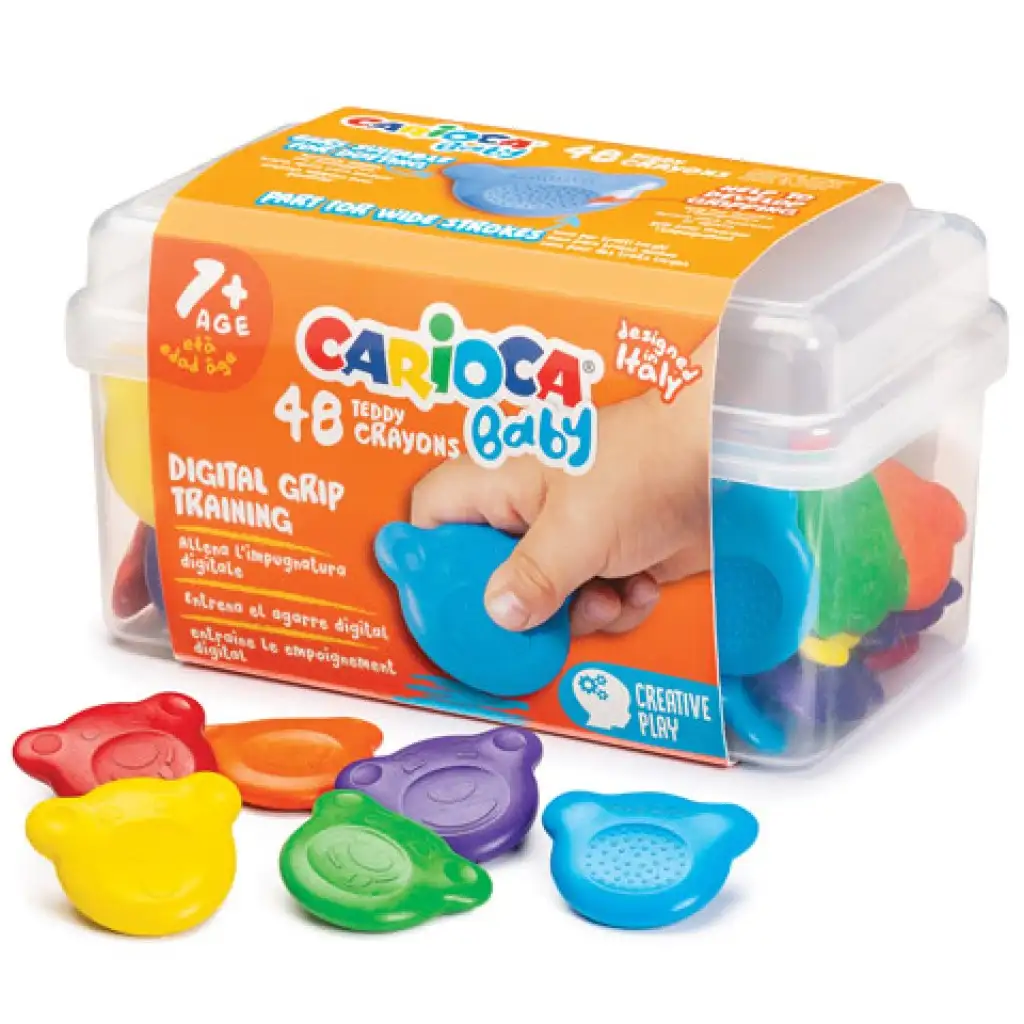 Maci formájú Baby Teddy zsírkréta 48 db-os, tárolóban - Carioca