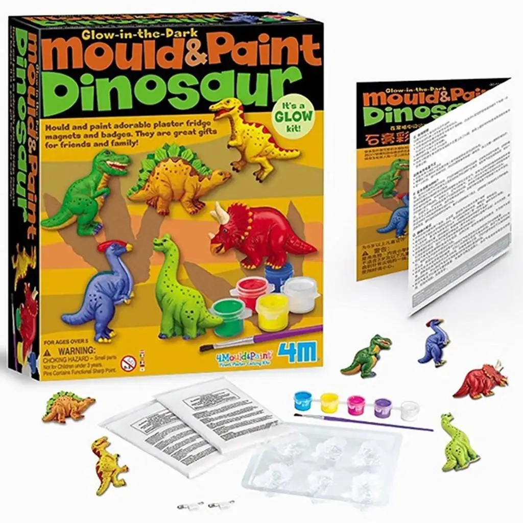 Dinoszaurusz gipszkiöntő készlet sötétben világító festékkel kép 2