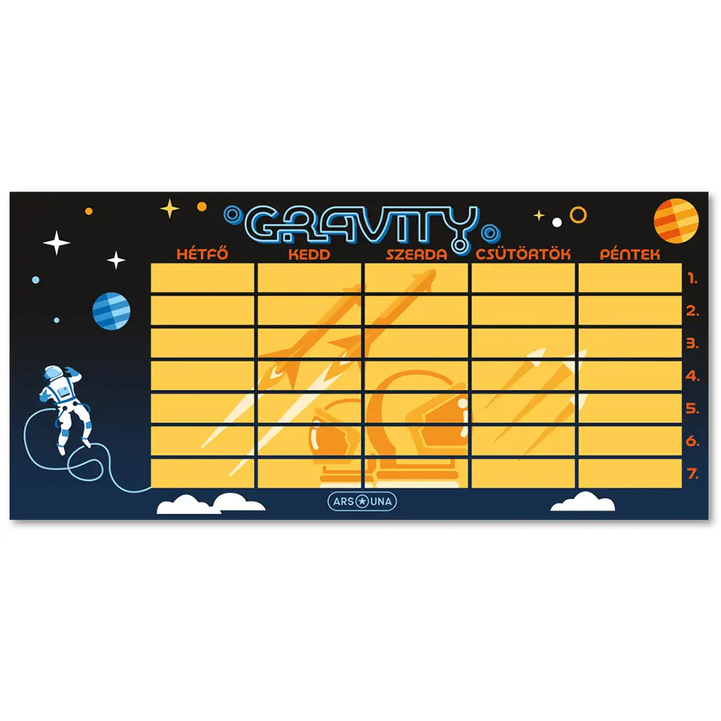 Ars Una: Gravity űrhajós kétoldalas órarend kép 1