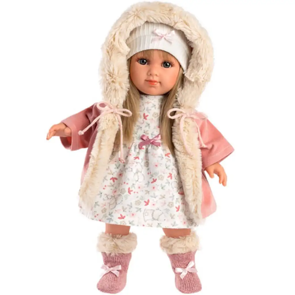 Llorens: Elena 35cm-es baba szívecskés ruhában kép 1