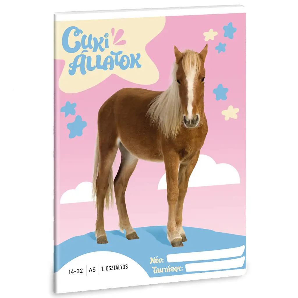 Ars Una: Cuki állatok - Palomino Póni 1.osztályos vonalas füzet A/5