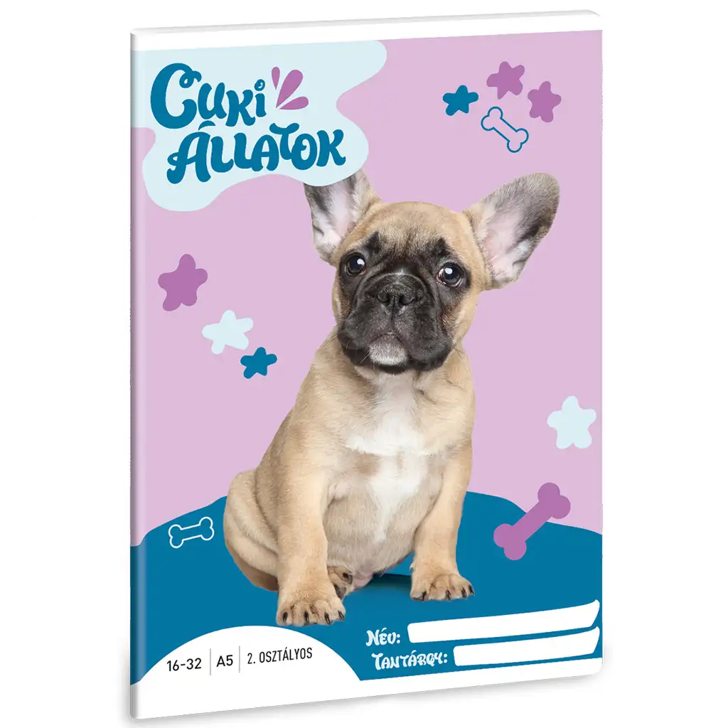 Ars Una: Cuki állatok - Francia bulldog 2.osztályos vonalas füzet A/5