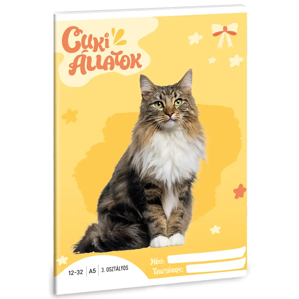 Ars Una: Cuki állatok - Norvég macska 3.osztályos vonalas füzet A/5