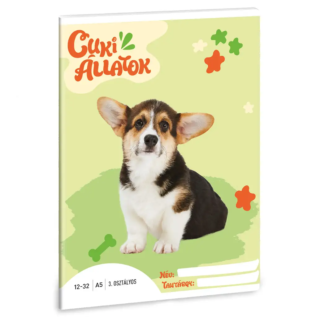 Ars Una: Cuki állatok - Welsh Corgi 3.osztályos vonalas füzet A/5