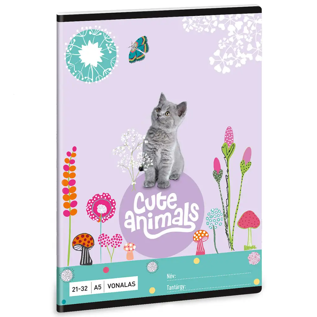 Ars Una: Cute Animals - Kitten cicás vonalas füzet A/5