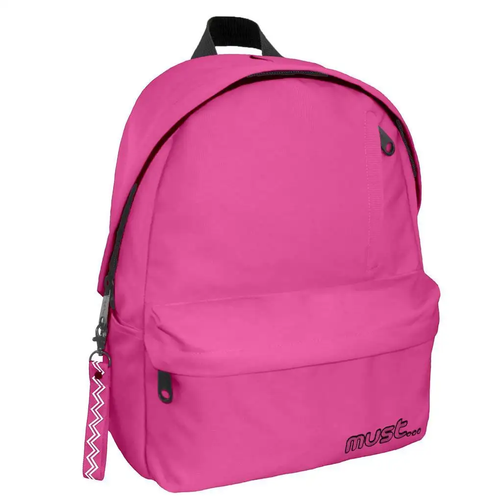 Must: Lekerekített pink négyrekeszes iskolatáska, hátizsák 32x17x42cm kép 1