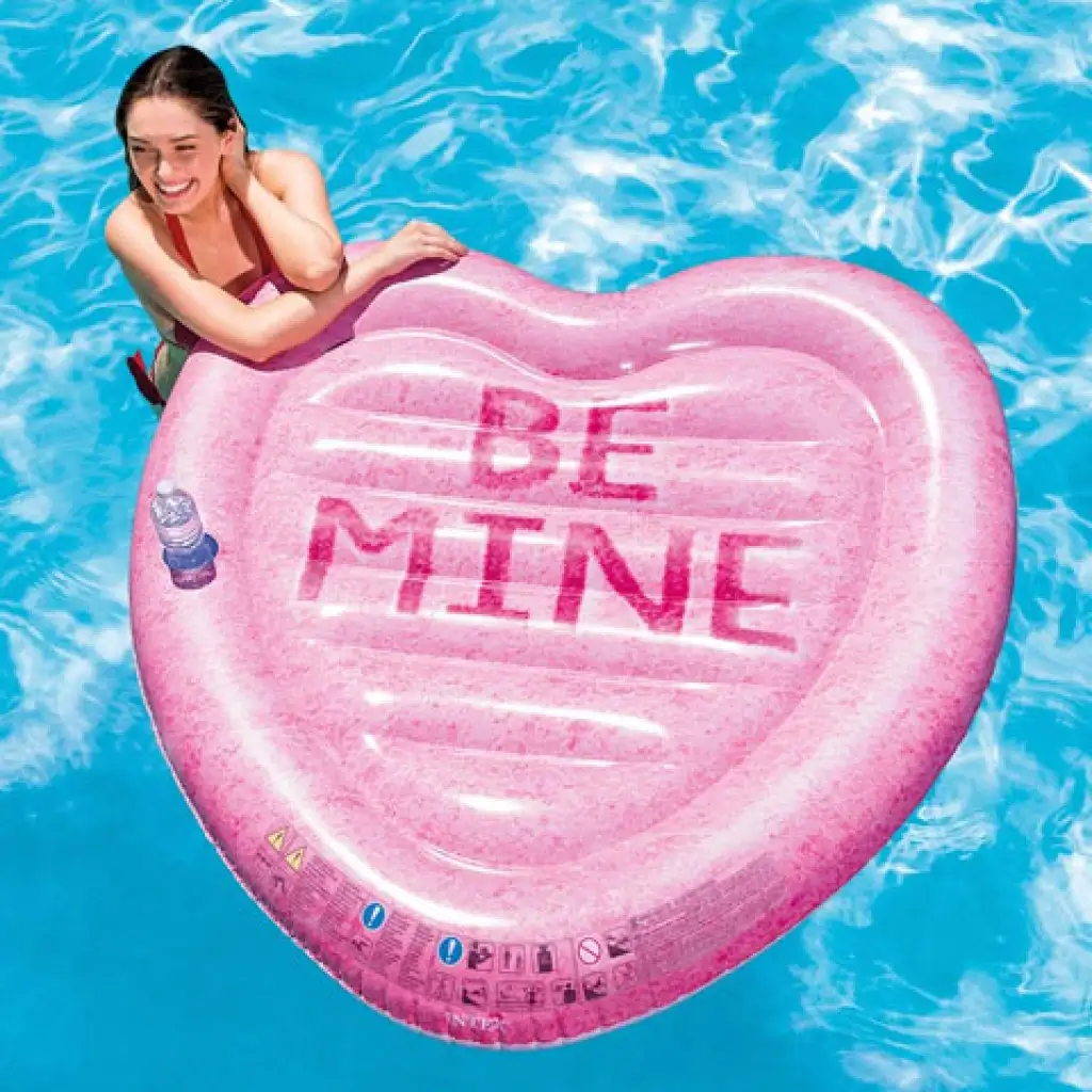 Intex: Cukorka szív sziget felfújható gumimatrac 145x142cm