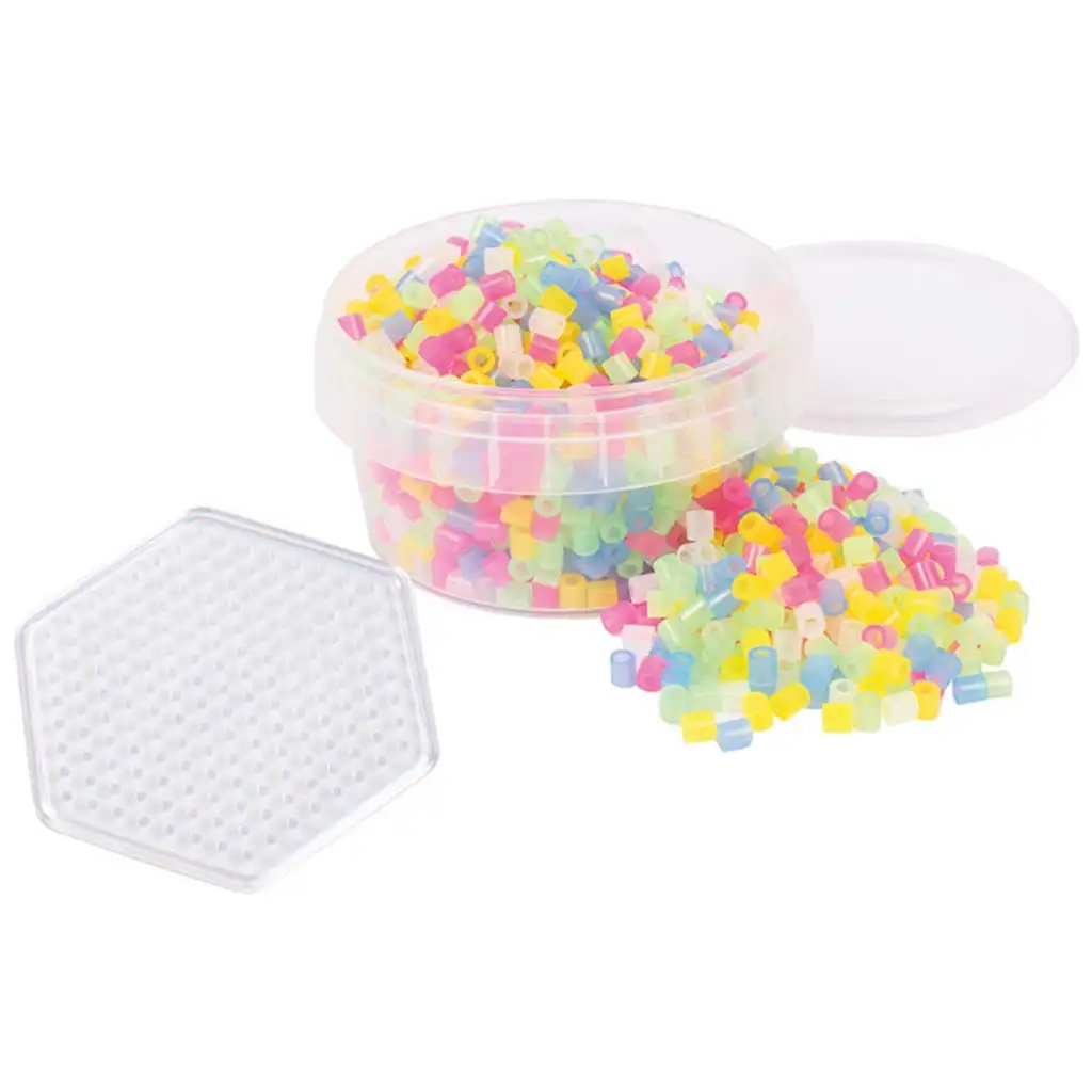 PlayBox: 5mm-es MIDI vasalható átlátszó gyöngy 1000db-os hatszögletű alaplappal