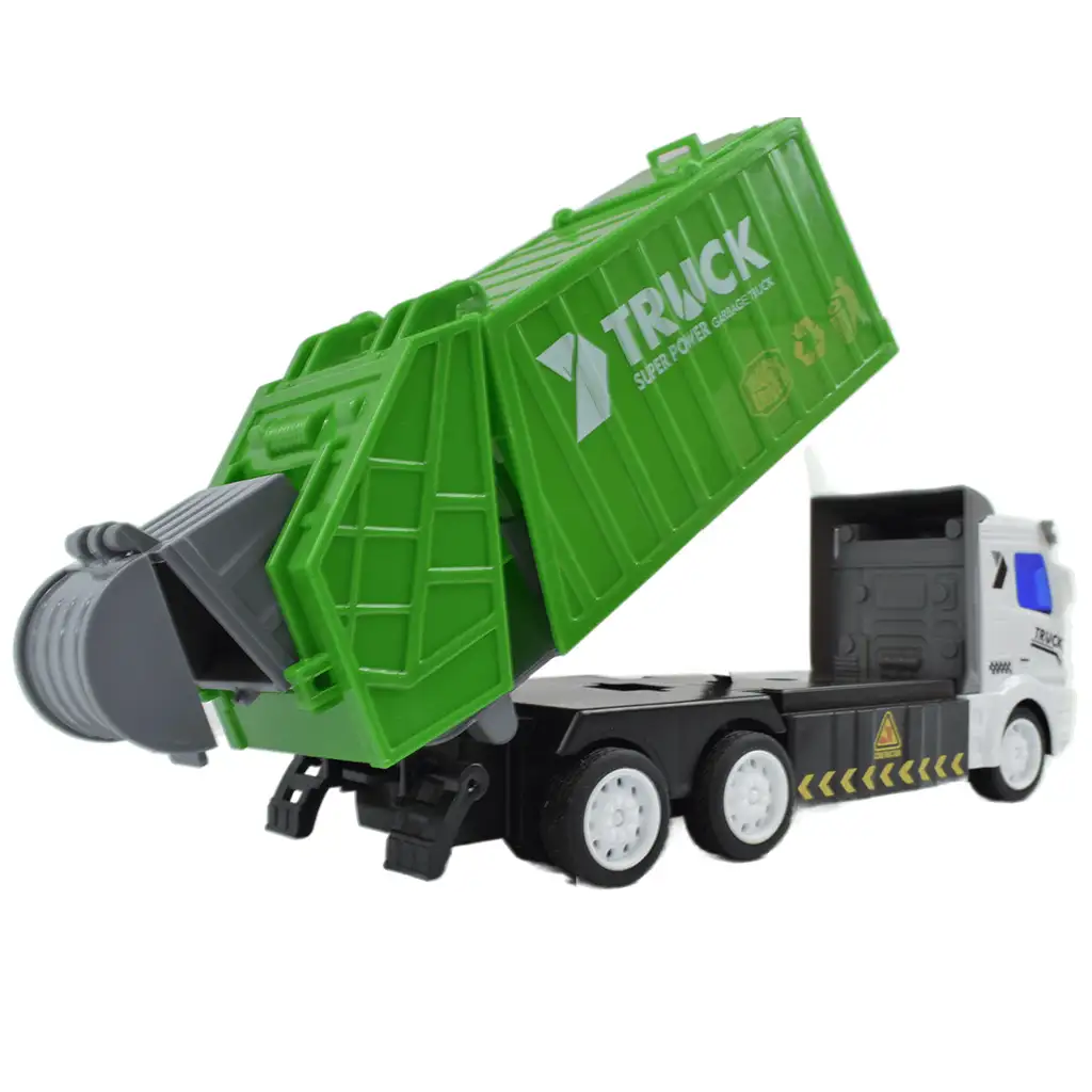 RC Távirányítós hulladékszállító kukás teherautó fénnyel 1/48-as méretarány 27MHz 20cm kép 3
