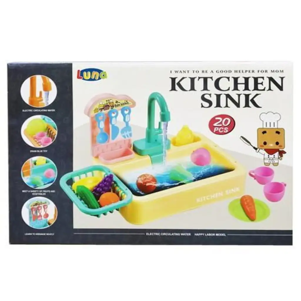Mosogató 20 db-os játékszett kiegészítőkkel és funkcióval