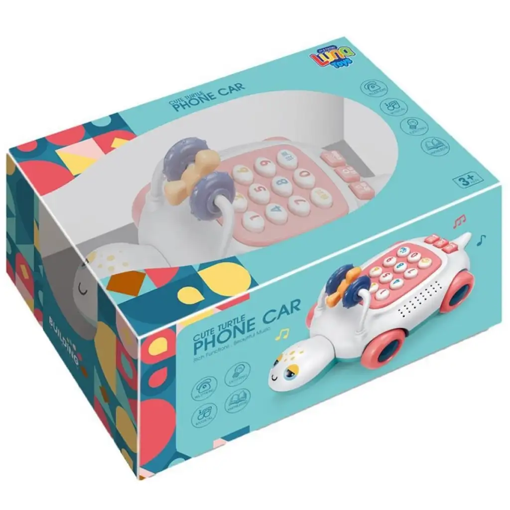 Zenélő és világító teknősös bébi telefon kétféle változatban 20cm kép 5