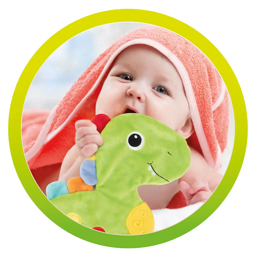 Little Stars: Dinoszauruszos rágókás, csörgős nyálkendő kép 4